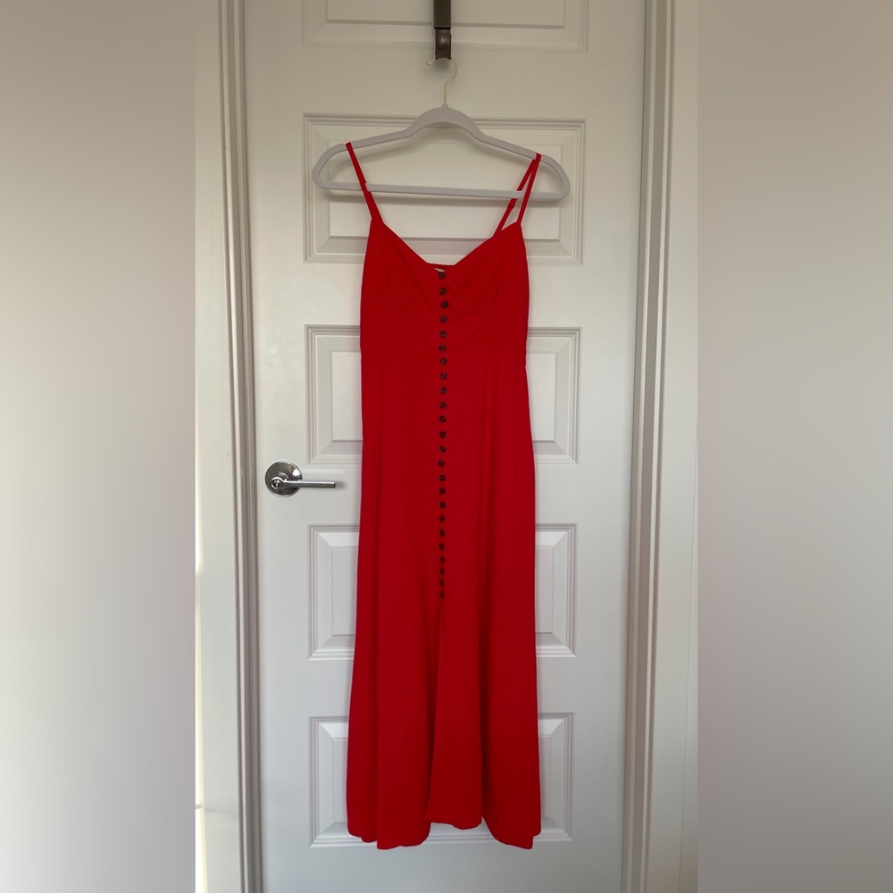 Denim Forum Vibrant Red Maxi Dress